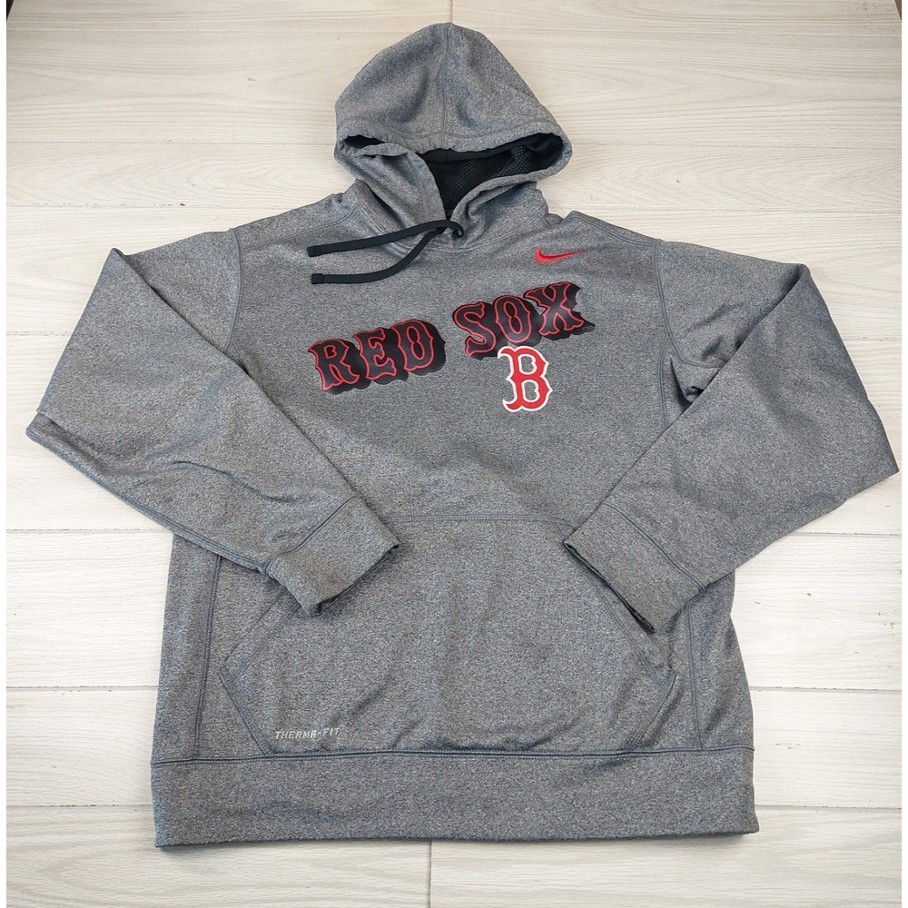 Nike Therma Fit Boston Red Sox Hoodie Mens Medium Gray MLB Sweatshirt Baseball - Picture 1 of 8